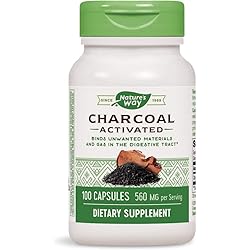 Natures Way Activated Charcoal Intestinal Cleanser Capsule, 260 mg - 100 per Pack - 3 Packs per case.3
