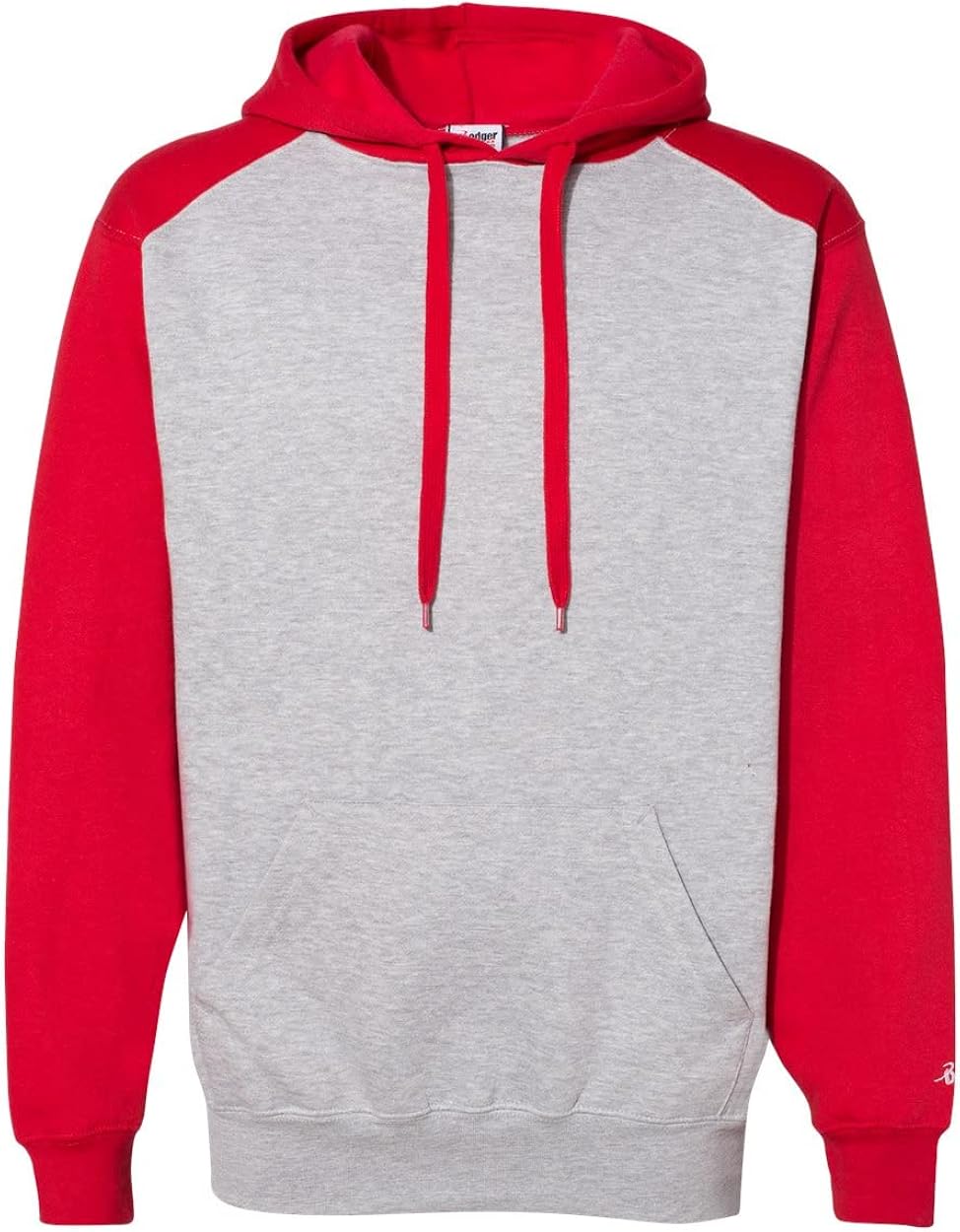 Badger Mens Sport Athletic Fleece Hooded Sweatshirt 1249 -OxfordRed -S