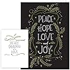 Christmas Pines Typography Christmas Holiday Card Assortment Pack - Set of 24 cards, 3 designs. 5'' x 7'' folded, verses inside. Made in the USA. Blank white envelopes