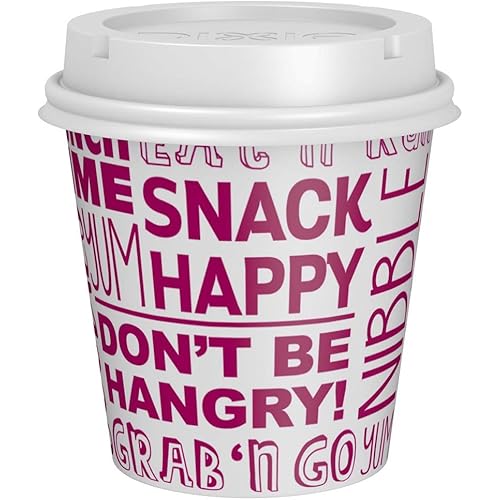 Dixie To Go Snack Cups with Lids, 10 Ounce Travel Size, 24 Count Disposable Paper Cups