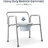 OasisSpace Bariatric Bedside Commode 650lb - Folding 3 in 1 Toilet Seat Chair - Portable, Extra Wide with Bucket Splash Guard - Heavy Duty Adult Bathroom Commode Chair