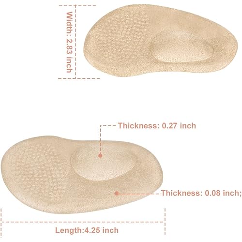 DOACT Ball of Foot Cushions, 2 Pairs Anti-Slip Metatarsal Foot Pads Gel Shoe Inserts for High Heels Skin&Black-Velvet Outer-Layer