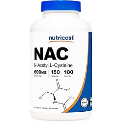 Nutricost N-Acetyl L-Cysteine NAC 600mg, 180 Capsules - Non-GMO, Gluten Free