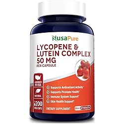 Lycopene & Lutein Complex 50mg 200 Veggie Capsules Non-GMO & Gluten Free