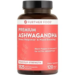 Organic Ashwagandha 1325mg for Natural Stress Relief, Sleep & Mood Support. Pure Ashwagandha Root with Black Pepper & Avocado Oil for Ultra Absorption. 120 Vegan Capsules. Non-GMO, Gluten Free