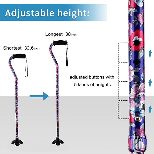 LIXIANG Walking Canes for Women & Men Adjustable Walking Stick,Folding Cane with Soft Sponge Offset Handle,Lightweight,Suitable for Arthritis,The Elderly and The Disabled