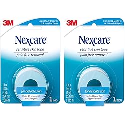 Nexcare Sensitive Skin Tape, 1 in x 4 yds Pack of 2, 2 Count Pack of 1