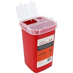 Ever Ready First Aid Sharps Container with Split Lid Design and Locking Mechanism for Sharp Waste Disposal, 1 Quart