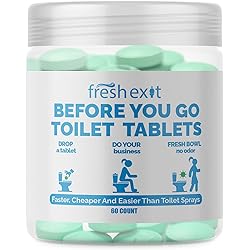 FreshExit - Before You Go Toilet Tablets – Replaces Toilet Sprays -Just Drop One In and Go - Leaves a Clean Bowl and Fresh Citrus Scent – a Better Alternative to Poop Spray - 60ct