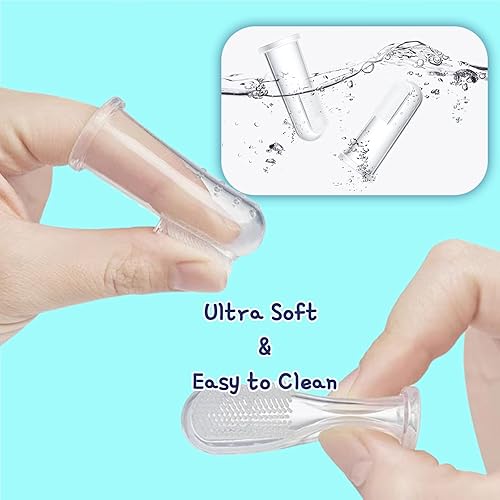LittleFox Baby Oral Cleaner 42Pcs [Upgrade Designed] 1pc Free Finger Toothbrush with Case, Baby Tongue, Mouth and Gums Cleaner, Newborn Toothbrush, Infant Oral Care and Cleaning for 0-36 Month Baby