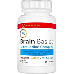 Brain Basics Ultra Iodine Complex Supplement for Thyroid Support, Iodine and Potassium Iodide in One, Iodine Supplement for Thyroid and Brain Health, 12.5 mg Iodine and Potassium Iodide - 90 Tablets