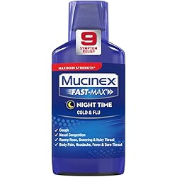 Mucinex Fast-Max Adult Nighttime Cold and Flu Liquid, 6 Ounce