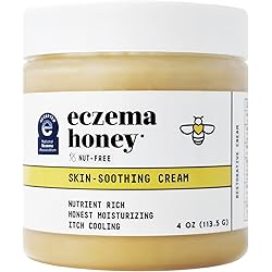 Eczema Honey Nut-Free Skin-Soothing Cream for Sensitive Skin- Relieves Dry, Itchy, Irritated Skin, Fast Absorbing with Colloidal Oatmeal and Restorative Oils Cruelty Free Eczema Relief 4oz