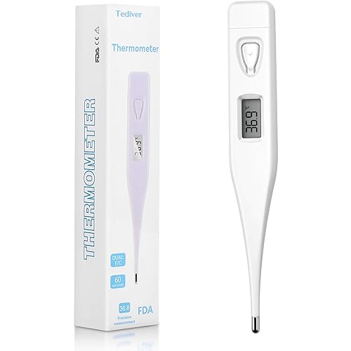 Tediver Digital Oral Thermometer for Body Temperature，Medical Thermometer for Oral, Rectal and Underarm
