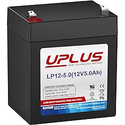 UPLUS LP12-5 12V 5Ah Rechargeable AGM Battery, DJW12-4.5 Sealed Lead Acid Battery Replacement Batteries Backup for LiftMasterCraftsman 4228 Garage Door Opener, Security Alarm System etc