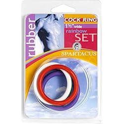 1.5" Rubber Cock Ring Set - Rainbow Pack of 5