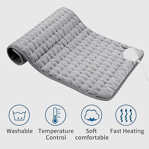 Rvlaugoaa Electric Heating Pad for Back Pain ReliefPeriod Cramps, with Auto Shut Off, Fast Heating ＆ Super-Soft, Machine-Washable, for Home Use