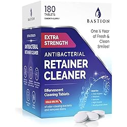 Retainer Cleaner & Denture Cleanser - 180 Effervescent Tablets - 6 Month Supply - Removes Stains, Discoloration, Odors, Plaque - Clear Aligners, Mouth & Night Guard, All DentalOral Appliances