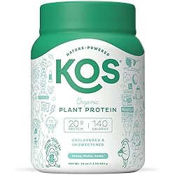 KOS Unflavored Protein Powder - Unsweetened, Dairy Free, Vegan, Organic, Keto - 20 Servings