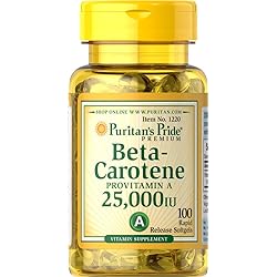Puritan's Pride 2 Pack of Beta-Carotene 25,000 IU Carotene 25,000 IU-100 Softgels