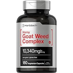 Horny Goat Weed Complex | 10,340 mg | 180 Capsules | Vegetarian, Non-GMO, and Gluten Free Formula with Tribulus, Maca, Yohimbe, and L-Arginine | by Horbaach