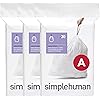 simplehuman Code A Custom Fit Drawstring Trash Bags in Dispenser Packs, 90 Count, 4.5 Liter 1.2 Gallon, White