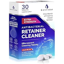 Retainer Cleaner & Denture Cleanser - 30 Effervescent Tablets - 1 Month Supply - Removes Stains, Discoloration, Odors, Plaque - Clear Aligners, Mouth & Night Guard, All DentalOral Appliances