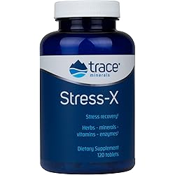 Trace Minerals Stress-X Magnesium - Herbs - Minerals - Enzymes - Relax - Calm - Unwind - Sleep - Natural Stress Relief - Heart Health - Great Tasting Formula - 120 Count