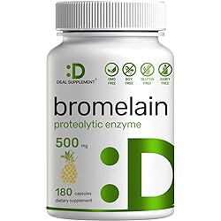 Bromelain Supplement 500mg , 180 Capsules, Optimal Dosage 300 GDUg for Digestive Health, Proteolytic Enzyme, Support Joint Health, Anti-Inflammatory & Nutrient Breakdown