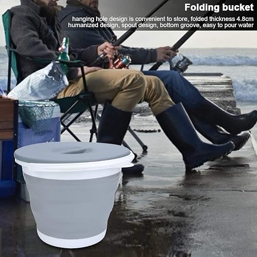 Tgoon Cleaning Bucket, Collapsible Space Saving Plastic Foldable Bucket Portable for Fishing