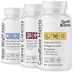 Water Weight Away and Kidney Cleanse and CandEase Matrix Bundle | Whole Body Cleanse Detox Program