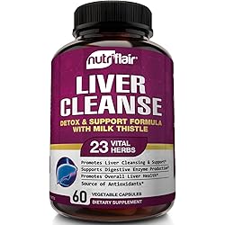 NutriFlair® Liver Cleanse, Detox & Support with Milk Thistle Detoxifier and Regenerator, 60 Veggie Capsules packaging may vary