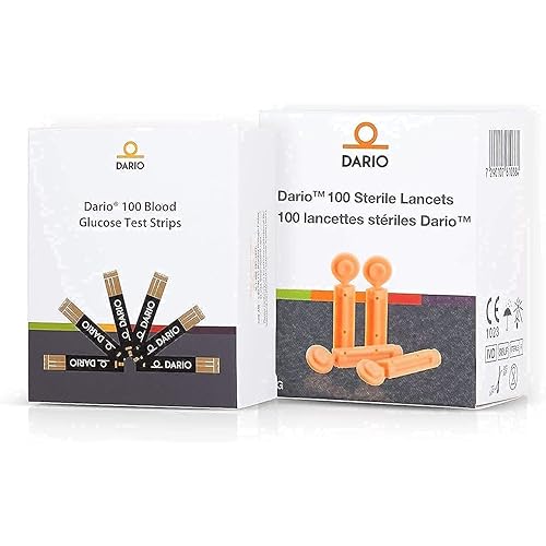 Dario Test Strips and Lancets Bundle Set 100 of Each for Your Dario Blood Sugar Level Smart Monitoring Kit for Diabetes Care Bundle & Save On Supplies