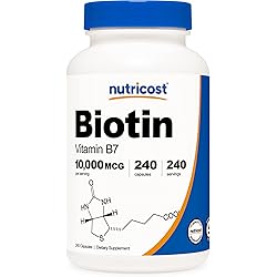 Nutricost Biotin Vitamin B7 10,000mcg 10mg Vitamin Supplement, 240 Capsules - Vegetarian, Gluten Free, Quick Release, Non-GMO