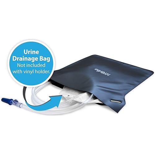 NYOrtho Urinary Drainage Bag Holder - Black Vinyl Catheter Bag Covers with Adjustable Straps - Privacy Bag for Urine, Nephrostomy, or Foley Bags - Hangs Discreetly Under Wheelchair, Geri-Chair, Bed