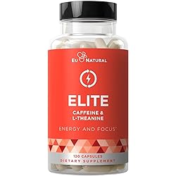 Elite Caffeine with L-Theanine – Jitter-Free Focused Energy Pills – Natural Nootropic Stack for Smart Cognitive Performance – 120 Soft Capsules
