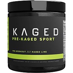 Pre Workout Powder; Kaged Muscle Pre-Kaged Sport Pre Workout For Men And Women, Increase Energy, Focus, Hydration, and Endurance, Organic Caffeine, Plant Based Citrulline, Mango Lime