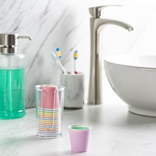 300 Count] 3 oz. Small Paper Cups, Disposable Mini Bathroom Mouthwash Cups - Assorted Colors