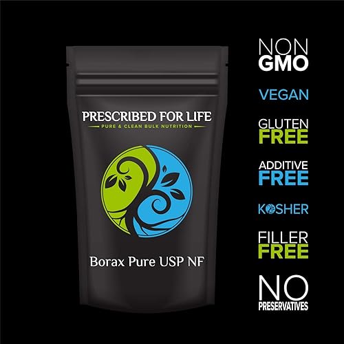Prescribed for Life Borax Powder | Pure USP-NF Grade All Natural Sodium Borate Powder | Household Laundry Booster, Slime Activator & Multipurpose Cleaning Powder, 4 oz 113 g