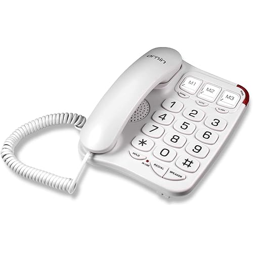 Ornin S016 Big Button Corded Telephone with Speaker, Desk Phone Only Off-White