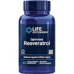 Life Extension Optimized Resveratrol - For Heart Health & Longevity - Helps Maintain Healthy Glucose Levels - With a Grape & Wild Blueberry Fruit Blend - Gluten-Free, Non-GMO - 60 Vegetarian Capsules