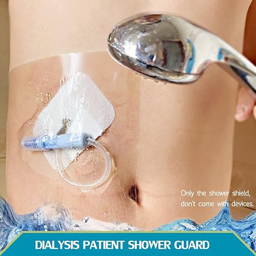 Waterproof PD Dialysis Catheter Shower Cover Wound Shields for Picc Line Bandage Chest Peritoneal Chemo Port Feeding Tube G-tube Coverage Patient Bathing Water Barrier Protector, 7.9"x7.9"Pack of 50