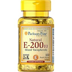 Puritan's Pride Vitamin E 134 mg 200 IU Mixed Tocopherols, Immune Support, 100 Count