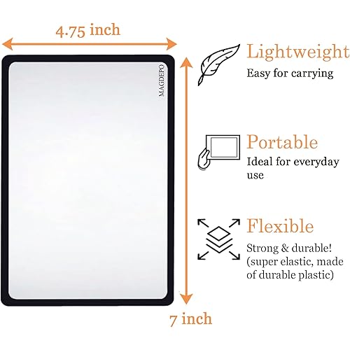 MAGDEPO Page Magnifying Sheet 3X Lightweight Optical Plastic Fresnel Lens with 3X Card Magnifiers, for Reading Small Prints, Map, Book, Magazine, etc