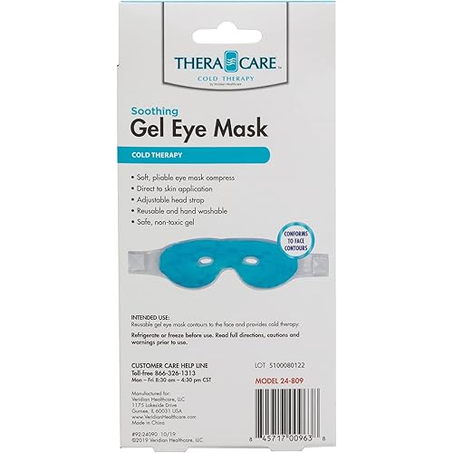 Thera Care Gel Eye Mask | Alleviates migraine, Allergy and Sinus discomfort | 7.25” x 5.25” 18.41cm x 12.70cm Plus Strap