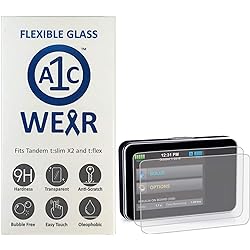 A1C WEAR - 9H Flexible Glass Screen Protector For Tandem tSlim X2 and tFlex Insulin Pumps - Won't Crack or Chip - Anti-Scratch Anti-Fingerprint - 2 Pack