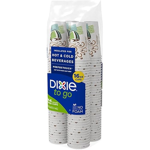 Dixie PerfecTouch Insulated HotCold Paper Cups, Coffee Haze, 16 Oz 144 Count