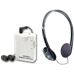 Reizen Mighty Loud Ear 120dB Personal Sound Hearing Amplifier with Earphones and Extra Headphones