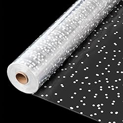 CMFYHM Clear Cellophane Wrap Roll34" x 120’Ft 3Mil Polka Dot Cellophane Roll, Cellophane Roll, Gift Wrap Roll, Cellophane Wrap for Gifts, Baskets, Flowers, Party Decorations