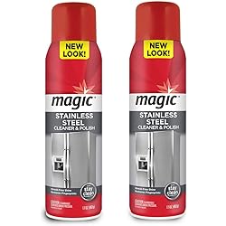 Magic Stainless Steel Cleaner Aerosol - 17 Ounce 2 Pack- Removes Fingerprints Residue Water Marks and Grease from Appliances - Refrigerator Dishwasher Oven Grill